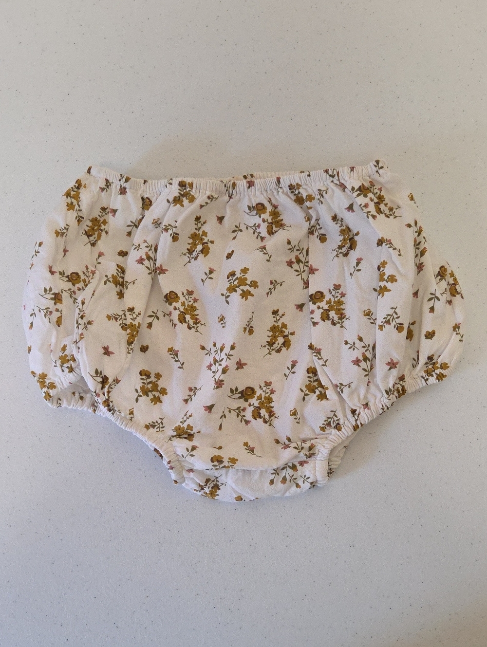Floral Cotton Diaper Cover - Cream with Mustard Floral
